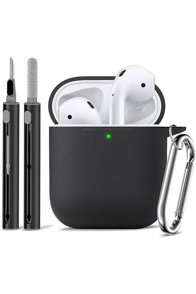 Choice Black Airpods Case Cover 2&1 With Cleaner Kit,soft Silicone Protective Case For Apple Airpods 2nd/1s