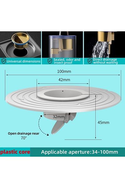 Choice White Plastic Core Brass Floor Drain Core Fast Drainage Odor And Insect Proof Bathroom Drain Sink St