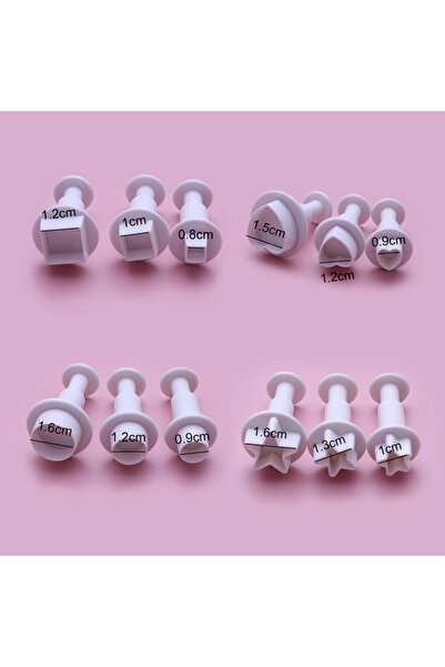 Choice 12 قطعة من قوالب البسكويت الهندسية البلاستيكية المربعة لتزيين السكر وقاطع الفوندان الدائري والنجمة