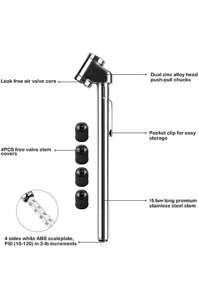 ZZTZZ Pencil Tire Pressure Gauge, 10-120 Psi Dual Head Trucks Air Gage, Accurate Mechanical Dually Chuc...