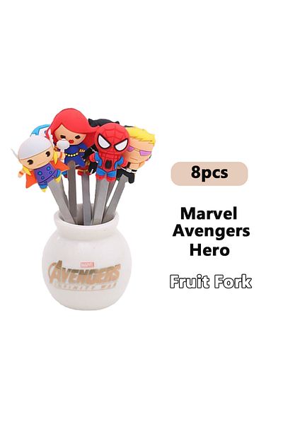 Choice Disney Marvel Avengers Cutlery Anime Figure Iron Man Spiderman Hulk Stainless Steel Silicone 8pcs...