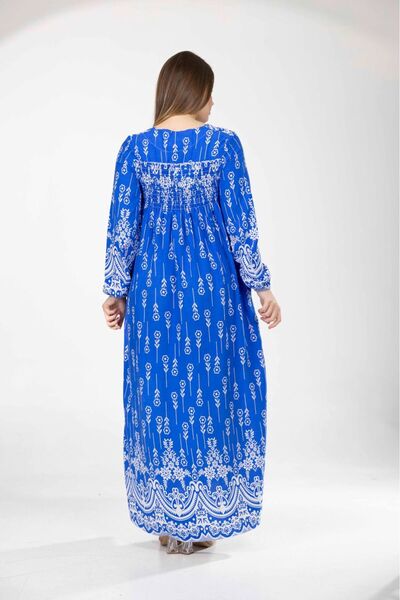 mervemoda Жіноче літнє ткане плаття з довгим рукавом плюс розмір