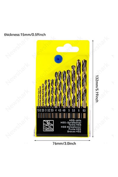 NIUXIANG Round Golden 13pcs M43 High-speed Steel Drill Kit 13 Piece Set, Impact Quick Change Drill Kit For Ca