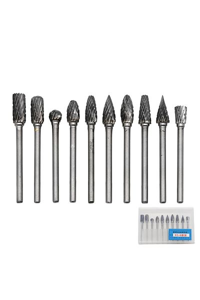 Realmote Transparent Box 10pcs Tungsten Carbide Drill Bits For Metal Burr Tungstenio Burs Cnc Milling Cutter