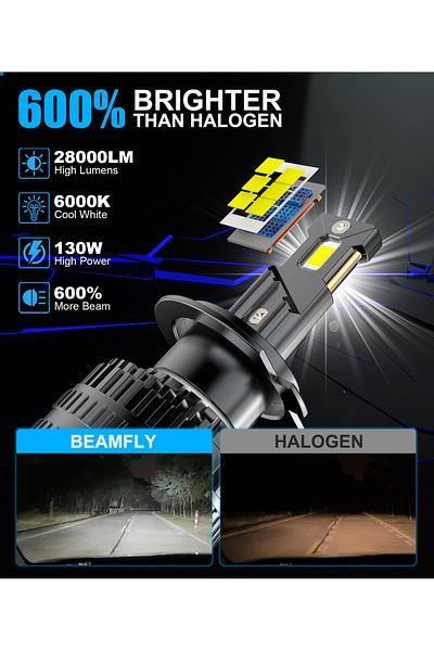 Choice 28000lm H7 6000k Cold White Beamfly H7 Led Long Life Version 130w Headlight Bulb 6000k Canbus Car 28