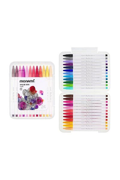 Monami 3000 Plus Pen Fine Liner Drawing Pen Set 24 Colors