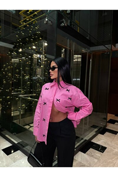 Friday Mood Γυναικείο πουκάμισο με φιόγκο με λεπτομέρειες