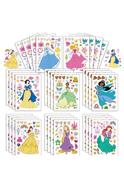 Choice 16sheets 8/16sheets Make Your Own Disney Princess Puzzle Stickers Children Game Make-a-face Assemble