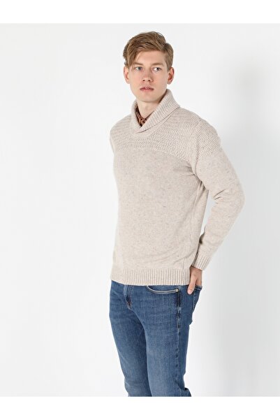 Colin's Regular Fit Sal Yaka Erkek Beyaz Kazak