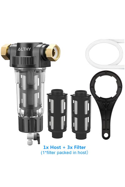 ALTHY Host And 3x Filter Pre Filter Whole House Spin Down Sediment Water Filter Central Prefilter Pu