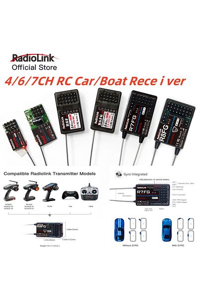 YSIDO Original Radiolink 2.4GH R7FG R8FG R4FGM R6FG R6F Receiver Gyro for RC Car Boat Work for Transmit...