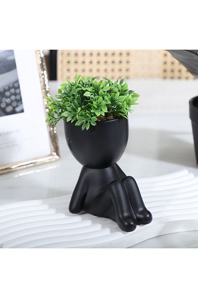 Choice Fx23110304b-b Xiya Flower Artificial Eucalyptus Leaf Potted Plant Black Miniature Character Pot Whol