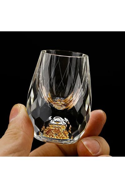 Choice 15ml 1pc Luxury Crystal Glass Vodka Sake Shochu Bar Liqueur Double Bottom Gold Foil Glass Tea Cup Hi