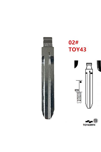 Choice 10pcs 02# KD Key Blade TOY43 Uncut Blank Keydiy Xhorse Remote Key Blade for Toyota Corolla Crown ...