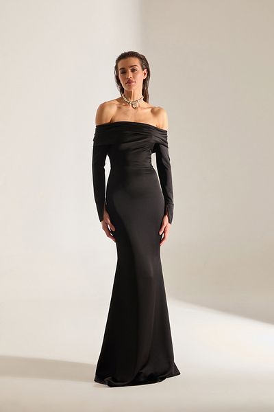 BETTY & SAM Clara Off Shoulder ΜΑΥΡΟ Φόρεμα Fishtail