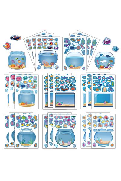 Choice 8pcs 8/16pcs Creative Fish Tank Puzzle Sticker Toy Handmade Diy Notebook Desktop Creative Decoration