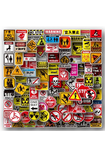 BANDAI 100PCS 50/100pcs Cartoon Warning Stickers Danger Banning Skateboard Guitar Laptop Motorcycle Car Cla