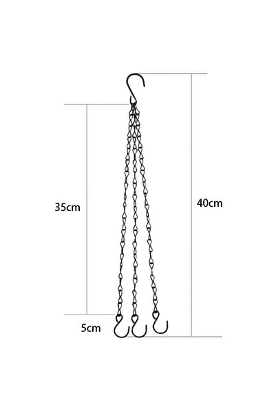 Choice سلة معلقة من الخيزران الصناعي بطول 40 سم مع سلسلة وأصيص زهور وثلاثة خط...