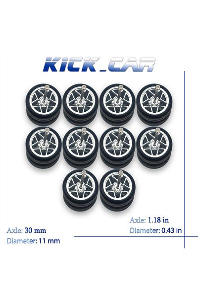 Choice Mmw69 1/64 Wheels With Fixed Rubber Tires Pentagram Spoke For Toy Model Diecast Cars Refiting Parts