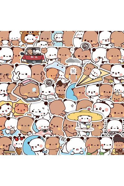 Choice 100pcs 100pcs Kawaii Bubu And Dudu Stickers Cute Bear Couple Diy Kid Toy Doodles Decorative Graffiti