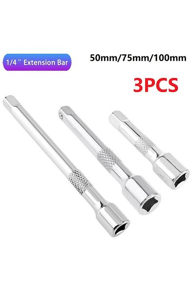 Choice 3pcs 1/4 Inch Socket Ratchet Wrench Extension Bar 50/75/100mm Long Bar Steering Sleeve Connecting...
