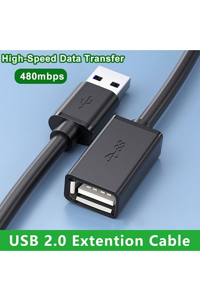 Choice كابل تمديد USB 2.0 بطول 0.25 متر، 480 ميجابت في الثانية، ذكر إلى أنثى، سلك تمديد موصل لمزامنة البيانات لأجهزة الكمبيوتر المحمولة