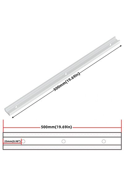 Wnew 50cm(19.69IN) Aluminium Alloy T-track Slot Miter Track Jig Fixture - 30/40/50cm Woodworking Chute Ra