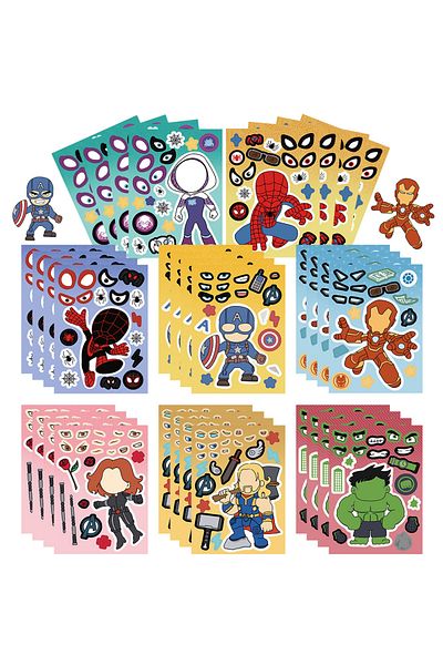 Choice 8sheets 8/16sheets Disney Spiderman And His Amazing Friends Stickers Puzzle Make-a-face Game For Kid