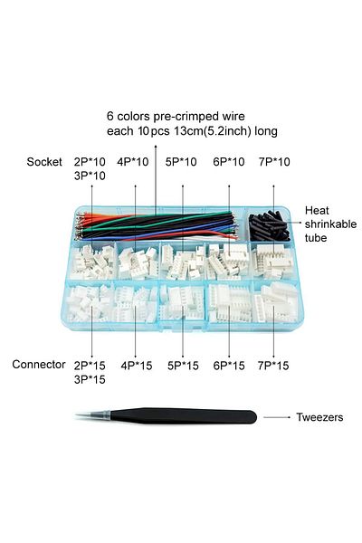 AOKIN 1 Set 2.54mm Xh Connector Socket Kit With 22awg Pre-crimped Wire Cable Jst Xh 2/3/4/5/6/7 Pin Housin