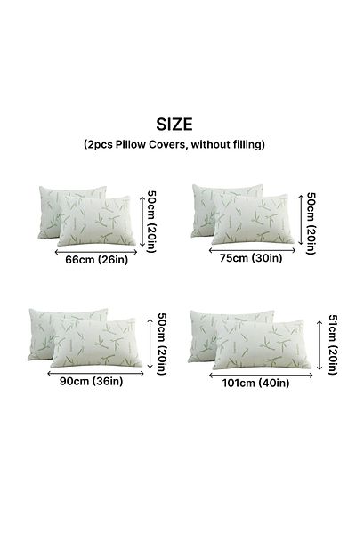 Choice 20x30inch (50x75cm) 2pcs Waterproof Bamboo Pillowcases (Without Core), Cooling & Soft & Anti-bacteri