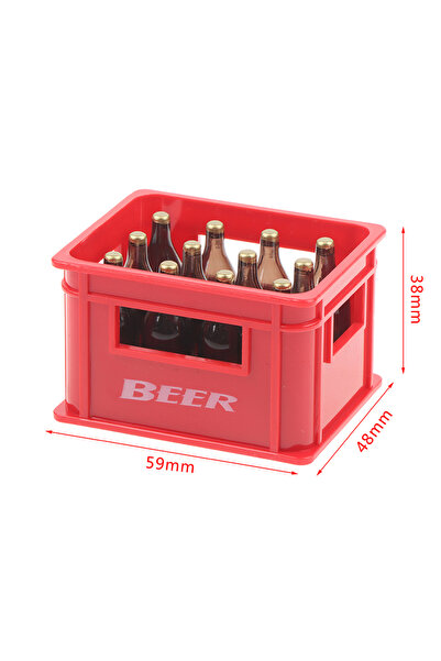Choice زجاجة بيرة صغيرة لمنزل الدمى باللون الأحمر بمقياس 1:12 وصندوق بيرة وصن...
