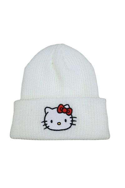 Choice White Saniro My Melody Cinnamorol Kuromi Hello Kitty Embroidery Knitted Cap Cartoon Kt Cat Wool Cap