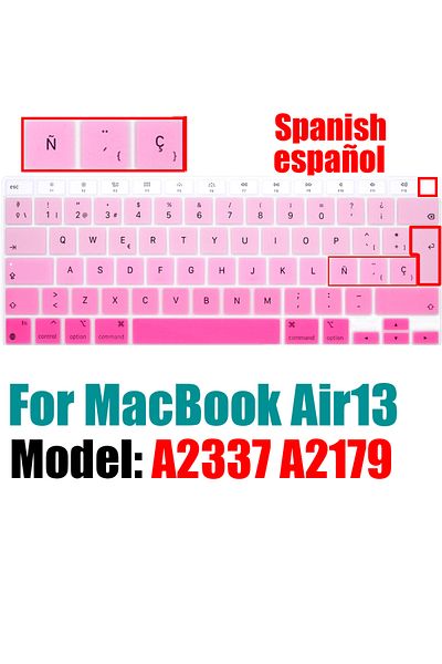 Choice Pink-eu-a2337 A2179 Spanish Keyboard Cover For Macbook Air 13.6 15.3 Inch A2681 A2941 A2337 M3 M2 M1