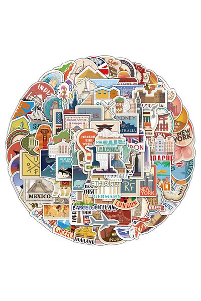 Choice Travel 100pcs 10/30/50/100pcs Tourist Signs Building Graffiti Stickers Aesthetic Skateboard Laptop