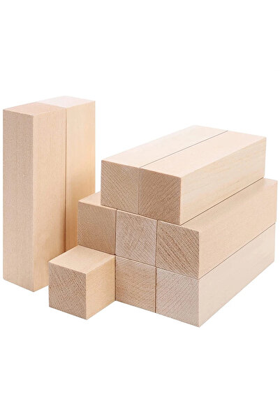 Choice 10 قطع من كتلة نحت خشب الزيزفون الطبيعي الناعم كتلة نحت الخشب غير المكتملة أدوات فنية