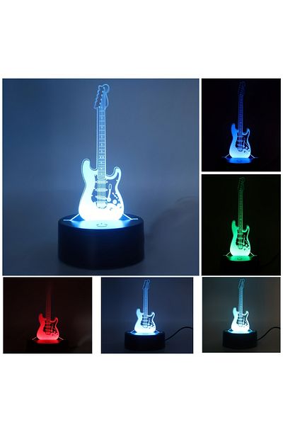 WLFYS 7 Coors 1pc 3d Stereo Night Light, Guitar Bedside Lamp, Acrylic Table Lamp, Led Warm White Desk Lamp