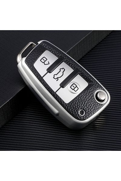 Choice Silver Key Case Leather Tpu Car Folding Key Cover Case For Audi A3 8l 8p A4 B6 B7 B8 A6 C5 C6 4f Rs3
