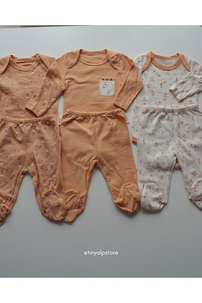 Necix's Cotton Comfortable Cute Floral Design Patterned Booties Baby Girl 3-Piece Bodysuit Set
