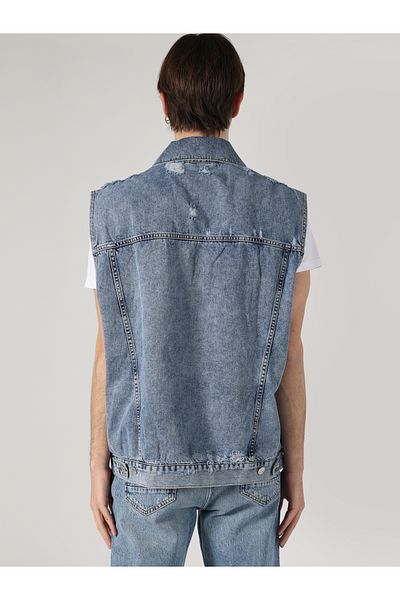 Colin's Comfortable Fit Blue Men's Jean Vest Cl1062452
