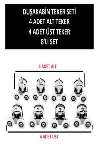 optana Teker 8’Li Set Duşakabin Tekerleği Alt Üst Cam Kabin Rulman Makara 24 ...