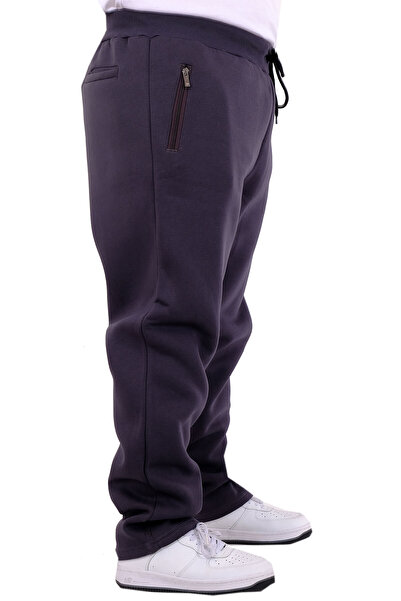 ModeXL Чоловічі спортивні штани - великий розмір, 3 нитки, на блискавці, прямі штанини, димчасті 22507