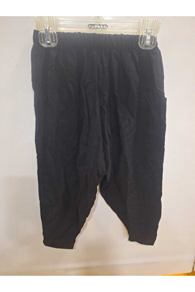 NUR TEKSTİL kız siyah pamuklu viskon beli lastikli 0-1-2-3- yaşa uyumlu şalvar