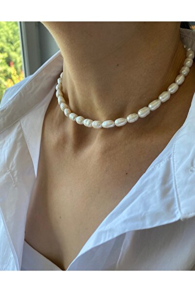 By Saadet Özkanlı Kadın Arpa Inci Kolye ( Gerçek Tatlısu Incisi )