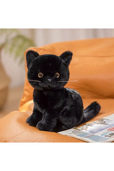 Choice About 25cm Black Cat 26cm Simulation Grey White Black Cat Plush Toy Cartoon Sitting Lifelike Kitten
