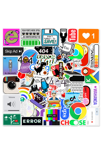 Choice 50 قطعة 50 قطعة ملصقات جرافيتي لبرمجة شبكة 404 وخطأ الكمبيوتر المحمول ...