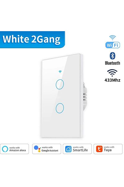 TNCE White 2gang Tuya Us Wifi Bluetooth/zigbee Smart Wall Switch Rf433 1/2/3/4 Gang Smart Touch Sens
