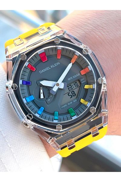 Daniel Klein Silicone Cord Digital&Analog 50 Mt Water Resistant Men's Wrist Watch Edk.2100.2