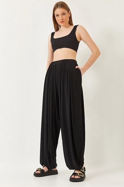 Bianco Lucci Bequeme, plissierte Modal-Shalwar-Hose für Damen 80061 60271042