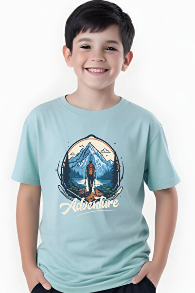 FYK COLLECTİON Tricou cu mânecă scurtă cu gât rotund pentru băieți cu imprime...