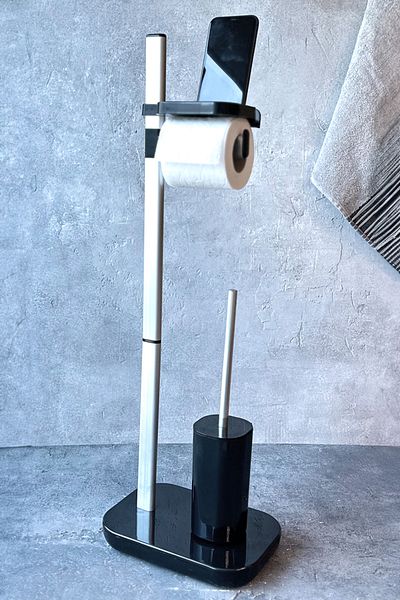 Prima Nova Black Water Standing Toilet - with Paper Holder and Brush